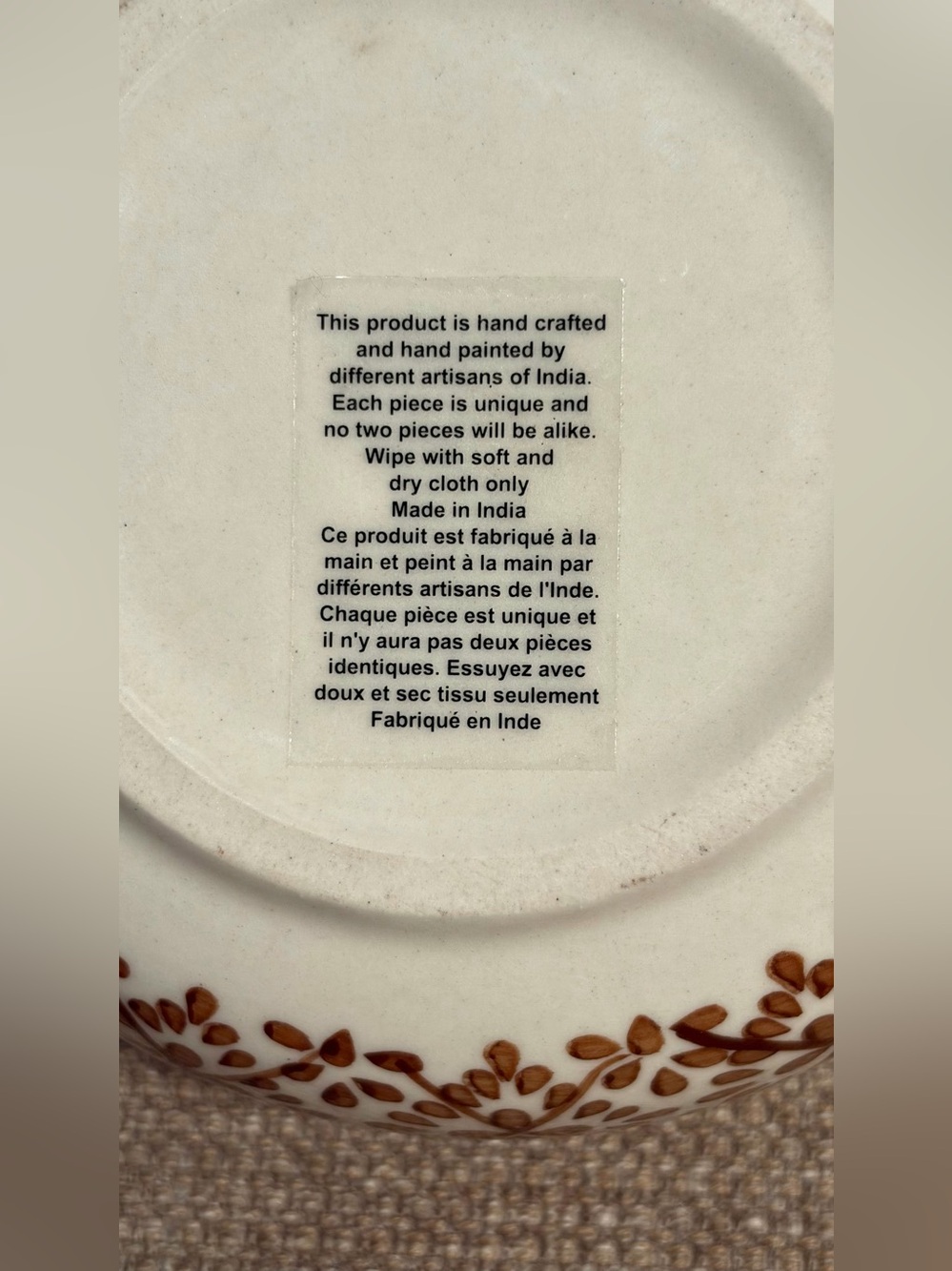 Ceramic Bowl with Wooden Sealing Lid - Hand-Painted Brown & Cream - Picture 6 of 6